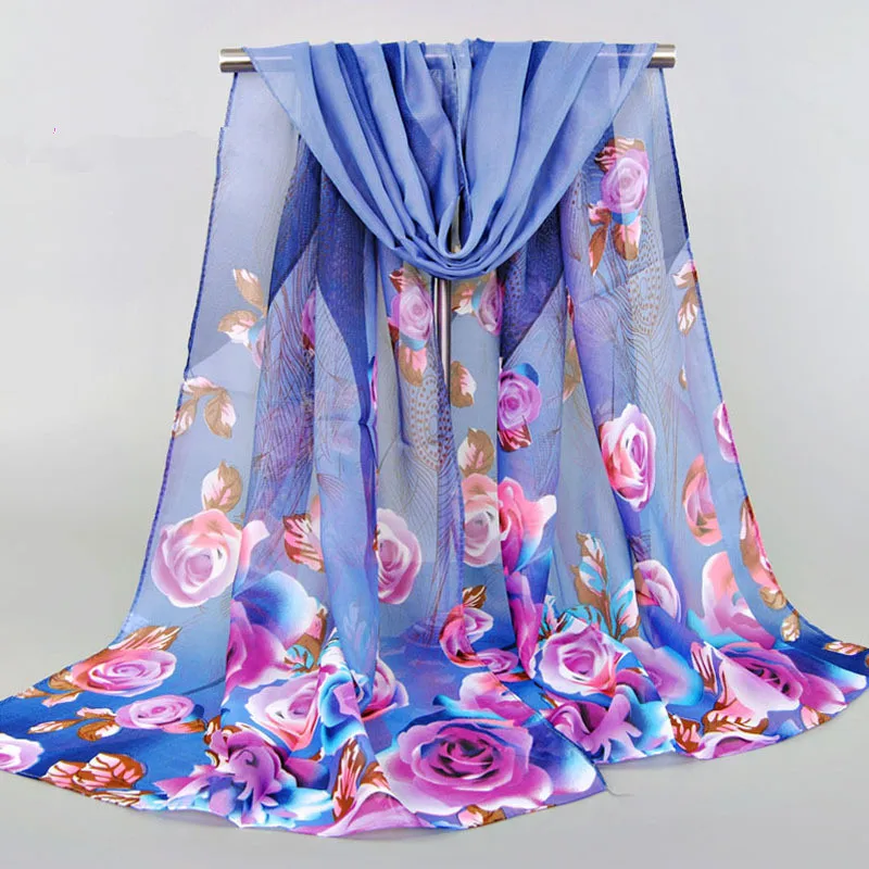 

from india promotion 2017 rose print chiffon polyester scarves woman thin shawl turban belt hijab fashion arabic scarfs wrap