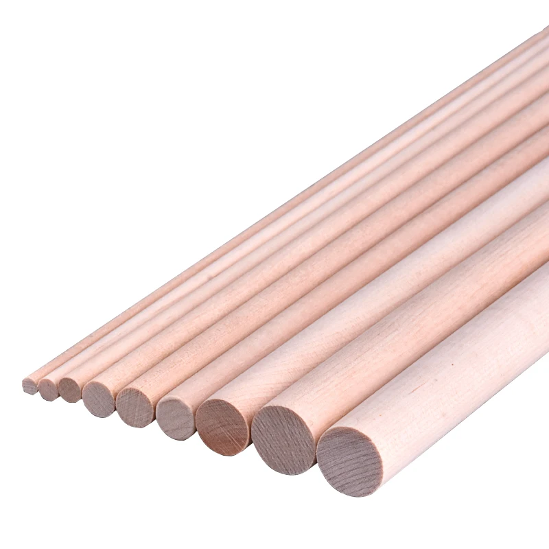 

Round Shaped Wood Sticks Strips DIY Polished Modeling Materials Supplies Multi-size 30cm Length