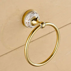 Towel Ring Роскошный держатель для полотенец, настенный набор аксессуаров для ванной комнаты, керамический твердый нержавеющий набор для ванной, хромированный держатель для туалетной щетки - Цвет: Towel Ring