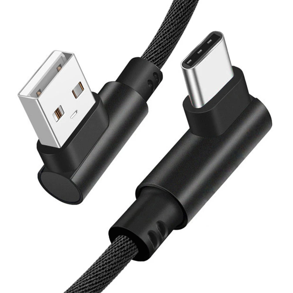 90 градусов кабель с разъемом USB типа C микро для быстрой зарядки Redmi Note 8 Pro Samsung S10 S9