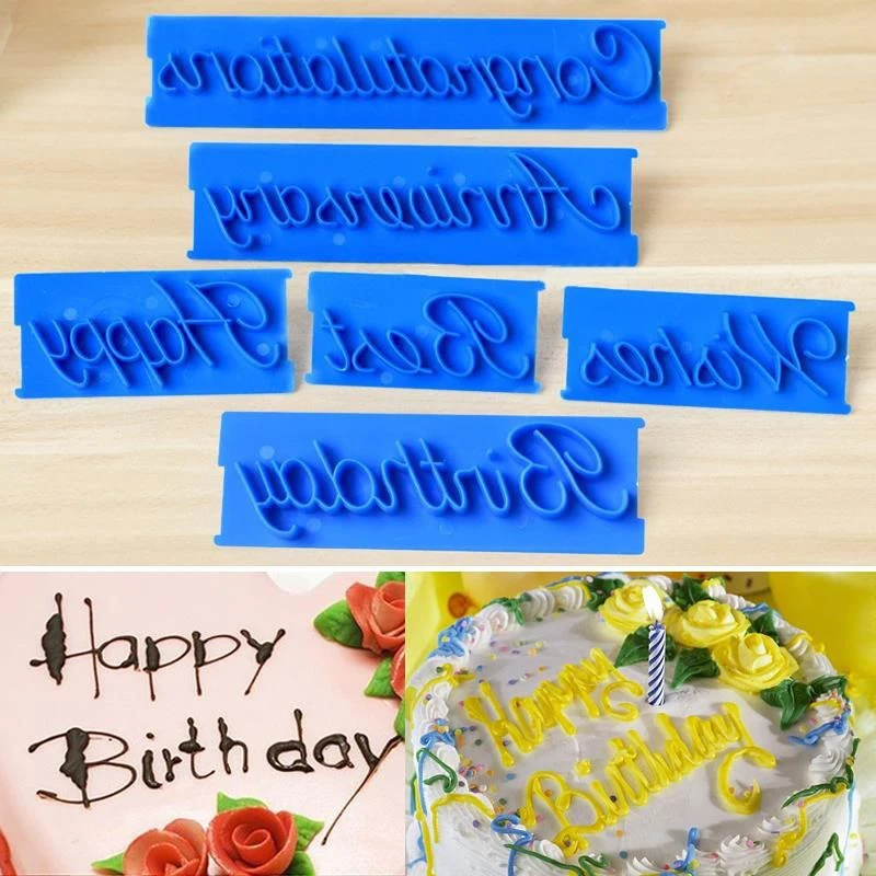 6 шт./компл. рукописного ввода Fondant (сахарная) торт принтер печати формы для букв с