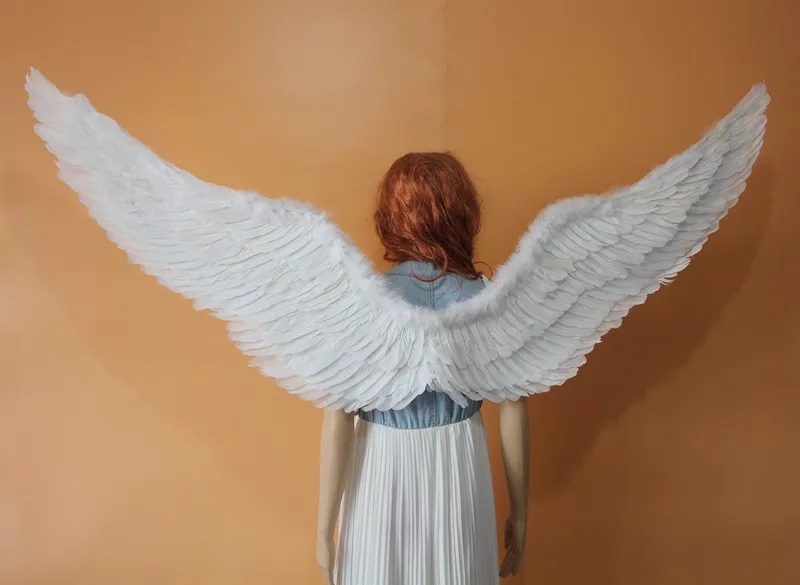 Оригинальные удивительные Белые Черные крылья с ангельскими перьями для косплея