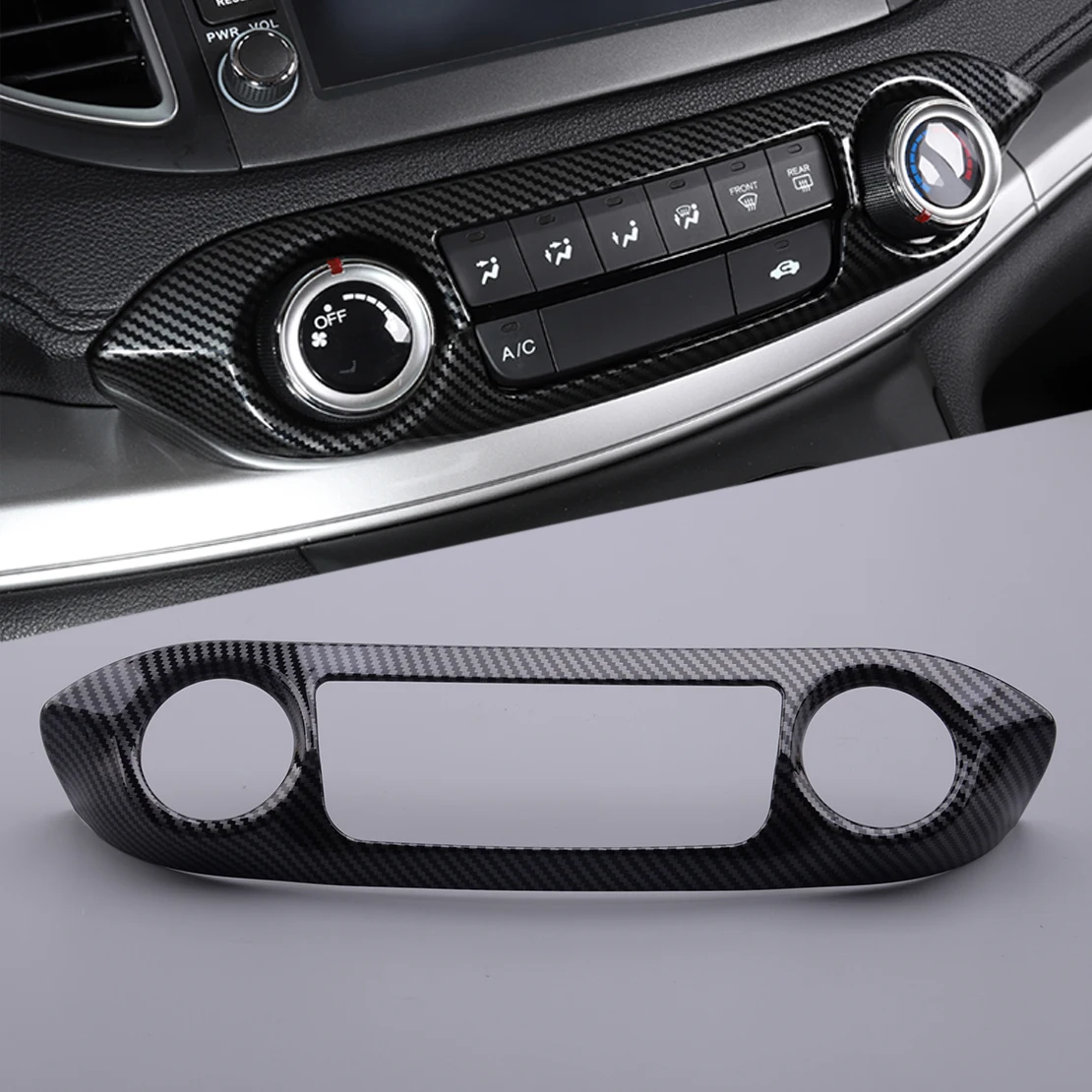 

Black Carbon Fiber Style Console Air Conditioning Button Panel Cover ABS Fit for Honda CRV 2012 2013 2014 2015 2016