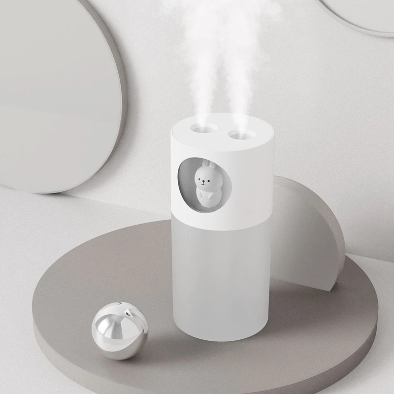 

Bear double spray humidifier cute USB diffuser 270ml office car atomizer luminous mini desktop sprayer bedroom Mist Maker
