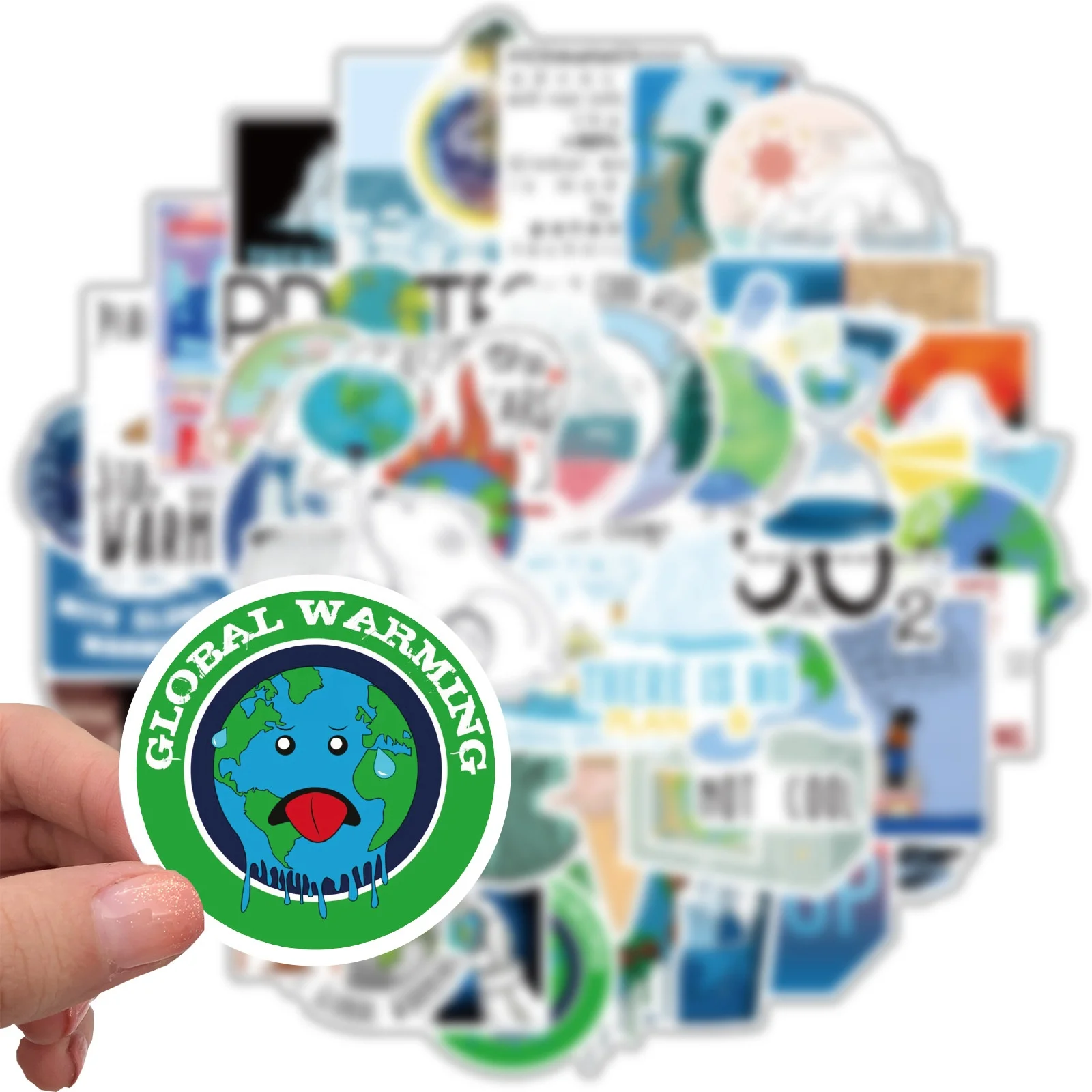 

50Pcs Protect The Earth Global Climate Label Sticker For Girl Student Home Wall Car Luggage Laptop Diy Washi Stickers