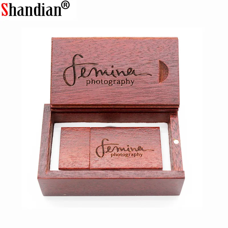 

SHANDIAN Natural Wooden USB flash drive + gift box pen drive Maple wood pendrive 4GB 8GB 16GB 32GB u disk free custom logo