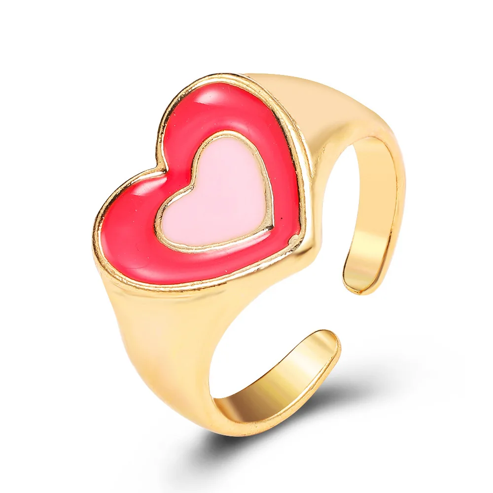 

Rings Set Y2K Pink Crystal Love Heart Rings Set For Women Girls Ins Style Geometric Finger Ring Fashion Jewelry Trendy Gifts