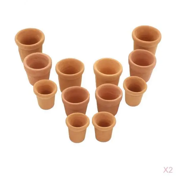 

24 Pieces Mini Flower Pots for 1:12 Dollhouse Miniature Garden Furniture Decoration Accessory