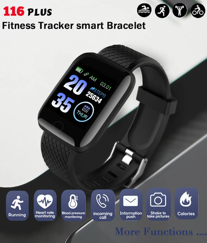 Водонепроницаемые Смарт-часы 116 Plus смарт-браслет для мужчин и женщин пульсометр