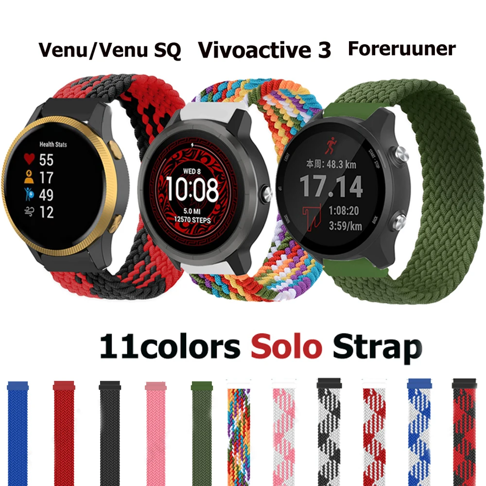 Плетеные Ремешки для наручных часов Solo Loop смарт-часов Garmin Vivoactive 4 3 нейлоновый
