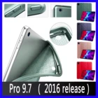 Чехол для 2016 Apple iPad Pro 9,7 дюйма A1673'1674'A1675, мягкий силиконовый чехол из искусственной кожи + ТПУ, умный тонкий чехол с функцией сна и пробуждения