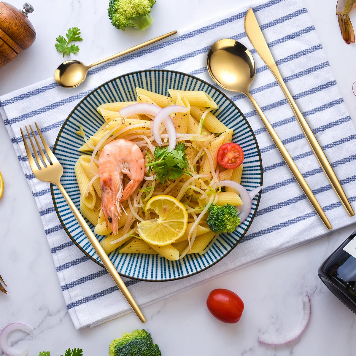 

Tableware Cutlery Rose Cutlery Set Knives Stainless Spoons Stainless Steel Gold Forks Set Steel Dinnerware Eco-Friendly