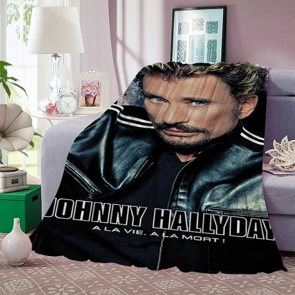 

Johnny Hallyday Flanell Decke Promi Gedruckt Plüsch Quilts Fans Weihnachten Geschenke Erwachsenen Hause Sofa Warme Casual