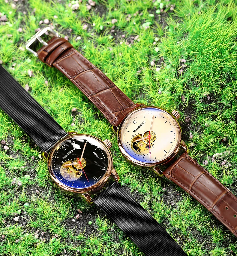 Reloj Hombre автоматические часы мужские s модные спортивные из нержавеющей стали сетки Группа скелет механические наручные часы для мужчин