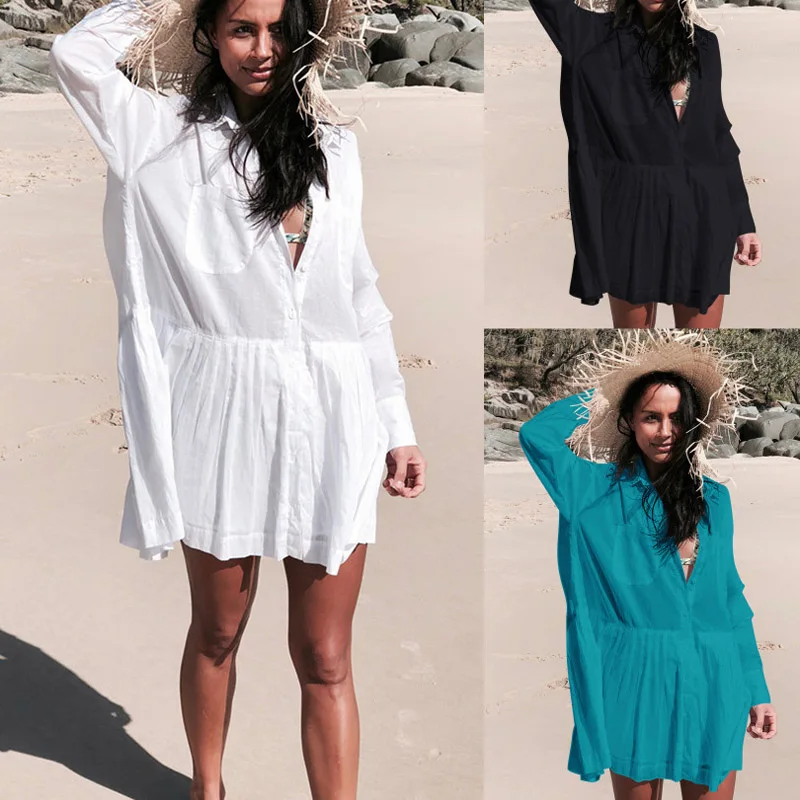 Летний Пляжный новый купальник женская накидка на бикини кафтан пляжная одежда с