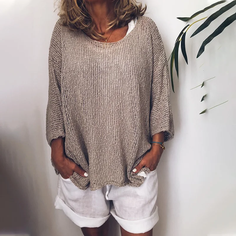 Большие размеры льняная Свободная блузка женская Мода Новые Топы Boho с длинным рукавом и круглым вырезом Женская рубашка размера плюс 4XL 5XL#67