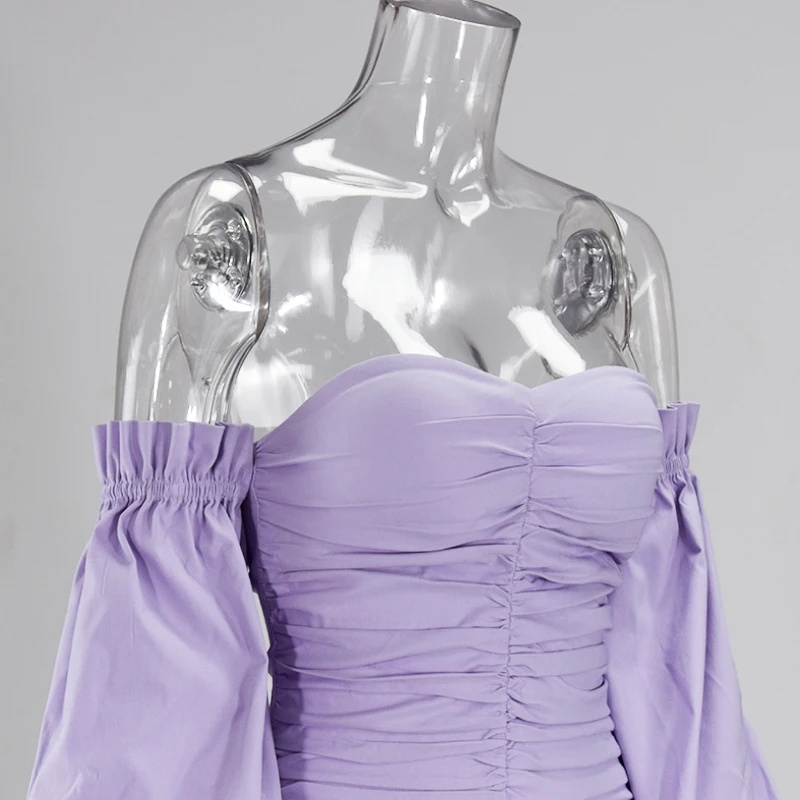 

New Fashion Lady's Long Sleeves Off Shoulder Sexy Women Bodycon Party Dress 2020