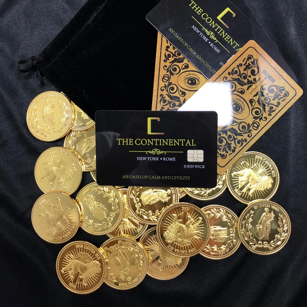 John Wick Continental Hotel Coin Card Cosplay Keanu Reeves Hotel Metal Alloy Coins Collection Costume Props john reeves the rothschilds
