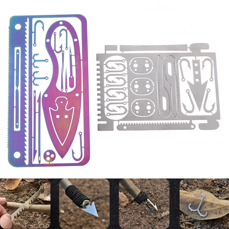 

New 17 In 1 Fishing Gear Hook Card Outdoor EDC Tools Outdoor Camping Equipment Emergency Supplies Multifunctional Survival Tools
