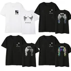 Пуленепробиваемая Футболка Kpop с V-образным вырезом для мальчиков и женщин, модная повседневная футболка с коротким рукавом и ангельским крылом, лето 2021