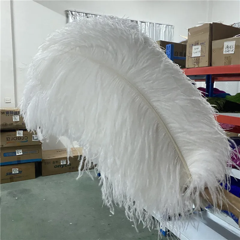 Plumas de avestruz blancas para manualidades, plumas de decoraci&oacute;n de boda de alta calidad, 26-28 pulgadas/65-70cm, promoci&oacute;n, 50 unids/lote-0