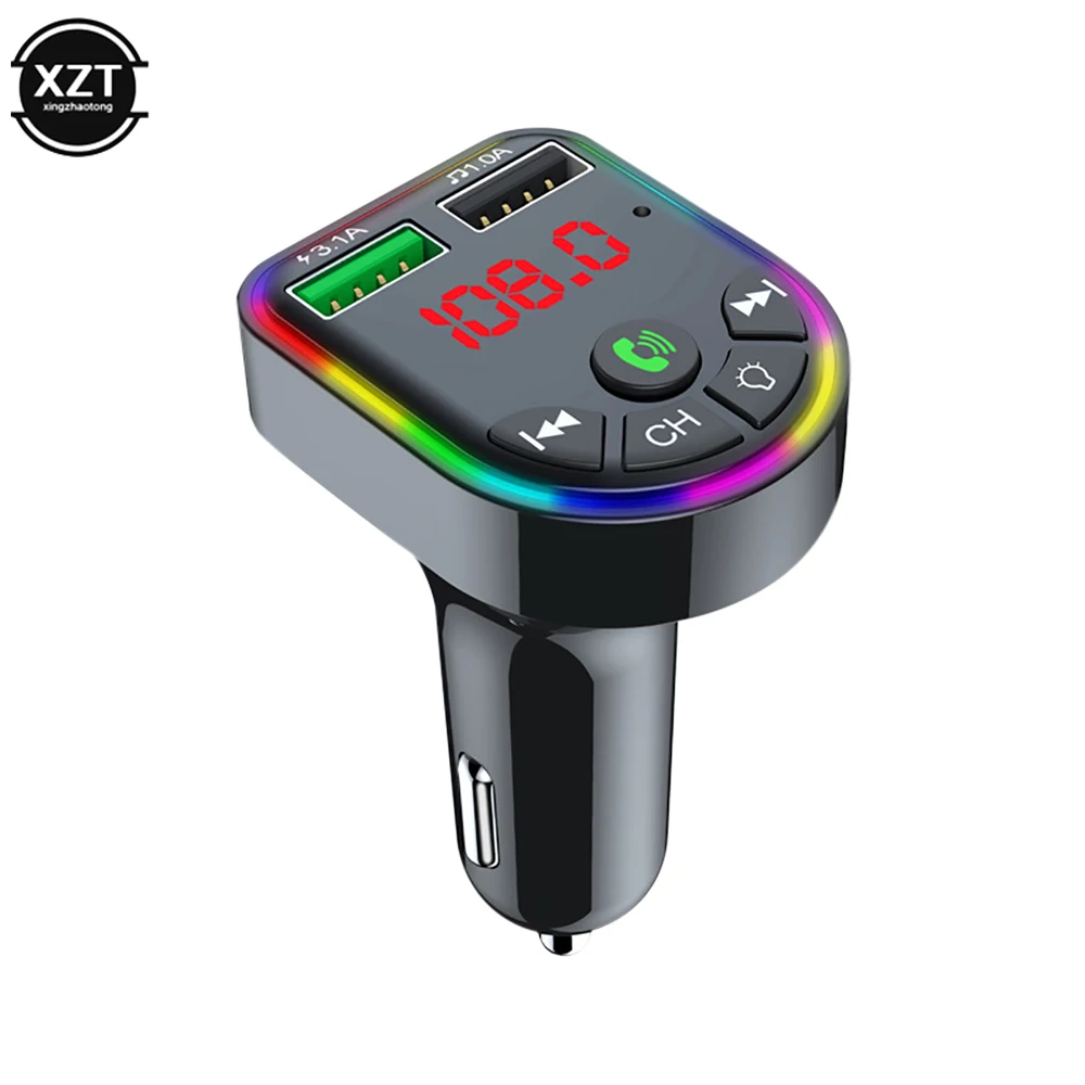 

Ambient Light Bluetooth 5.0 FM Transmitter Car MP3 Player Wireless Handsfree Audio Receiver USB Fast Charge TF U Disk play