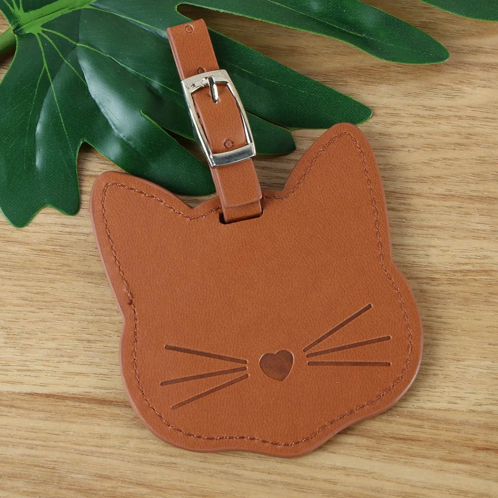 Кошачья кожаная бирка для чемодана аксессуар путешествий с именем и 2020 | Багаж