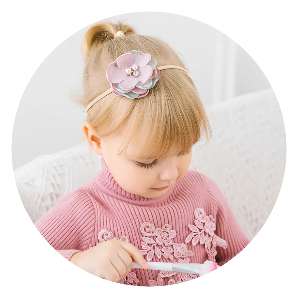 

Повязка на голову для девочек, нейлоновая, эластичная, с жемчугом