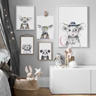 Картина на стену с изображением животных, медведя, собаки, оленя, лошади в очках