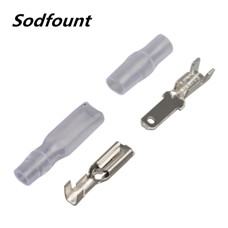 100 комплектов латунная Луженая ПВХ оболочка 2 8 мм Штекерный и гнездовой обжимной