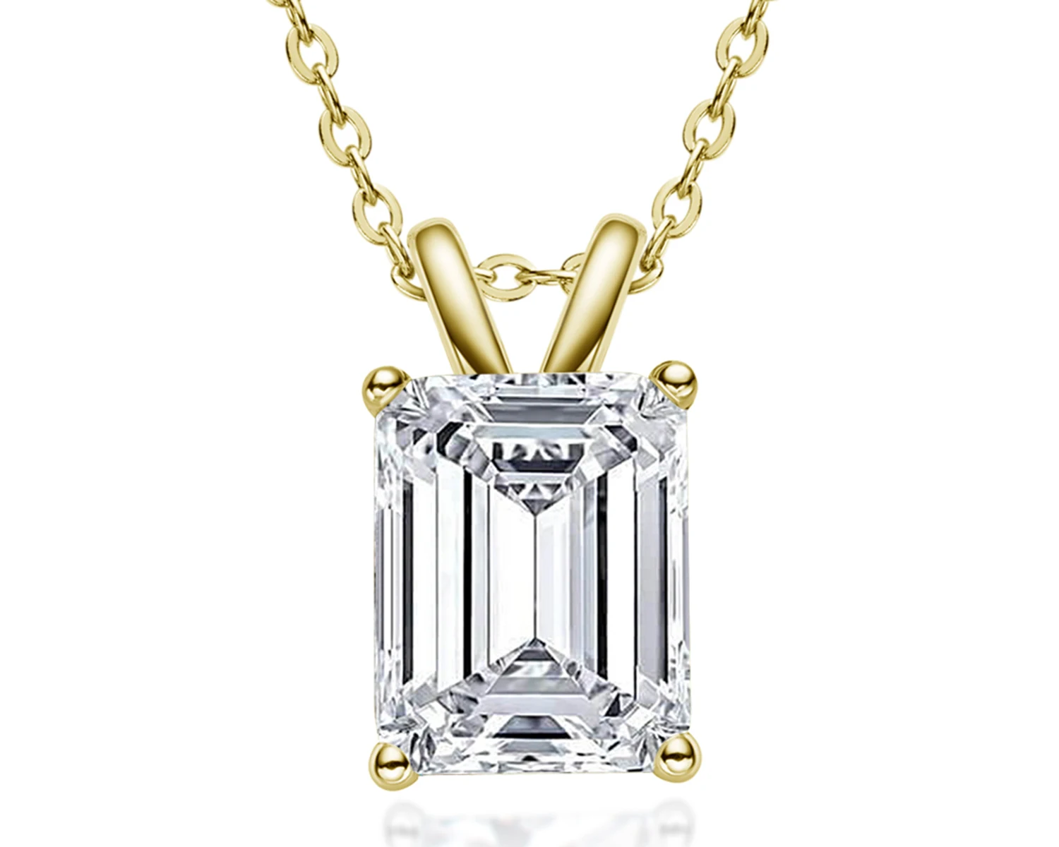

925 Sterling Silver Emerald Cut 3ct Anu Lab Diamond Pendant with 40+2+3cm Chain Necklace For Women Anniversary Gift Wholesale