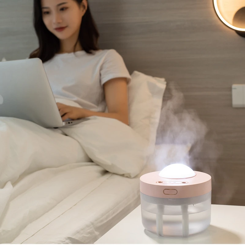 1L Wireless Ultrasonic Air Humidifier Double Nozzle Cool Mist Maker Fogger with LED Projection Lamp Home Projector Humidificador | Бытовая