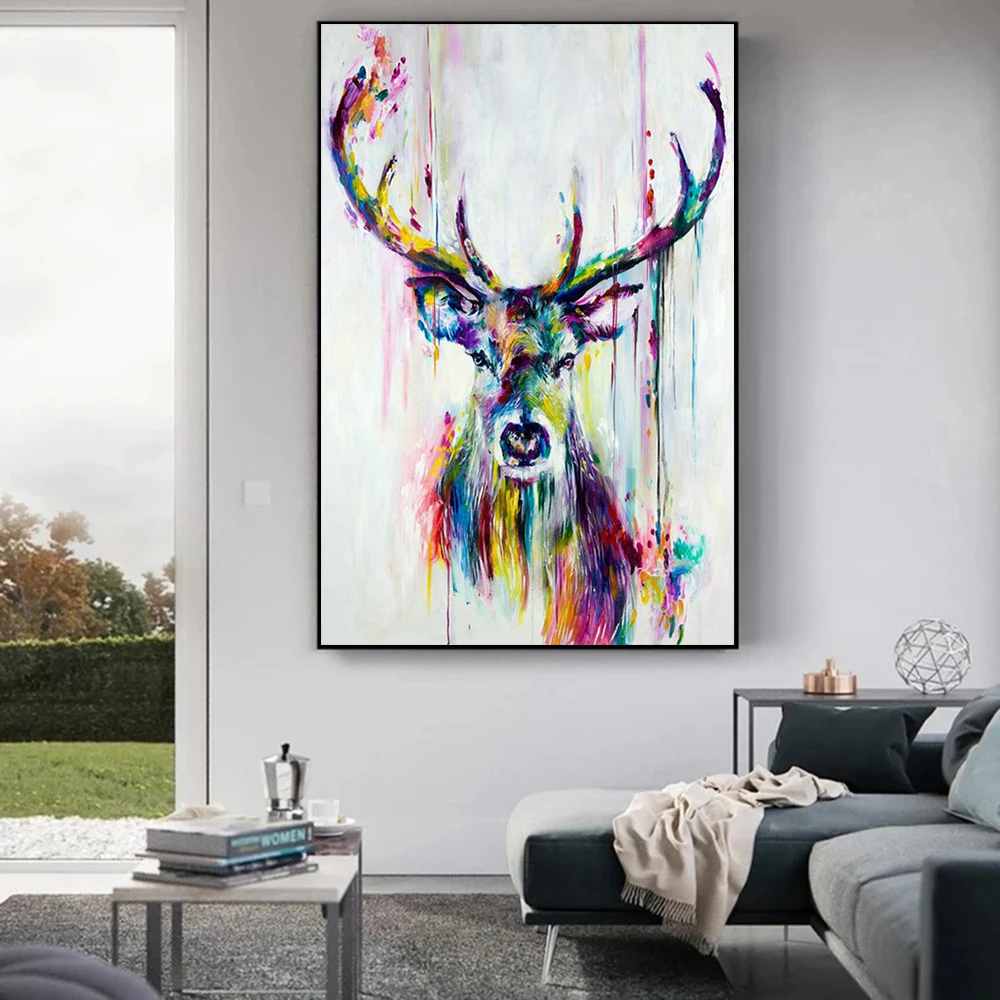 Акварельная голова оленя детский Декор без рамки | Дом и сад