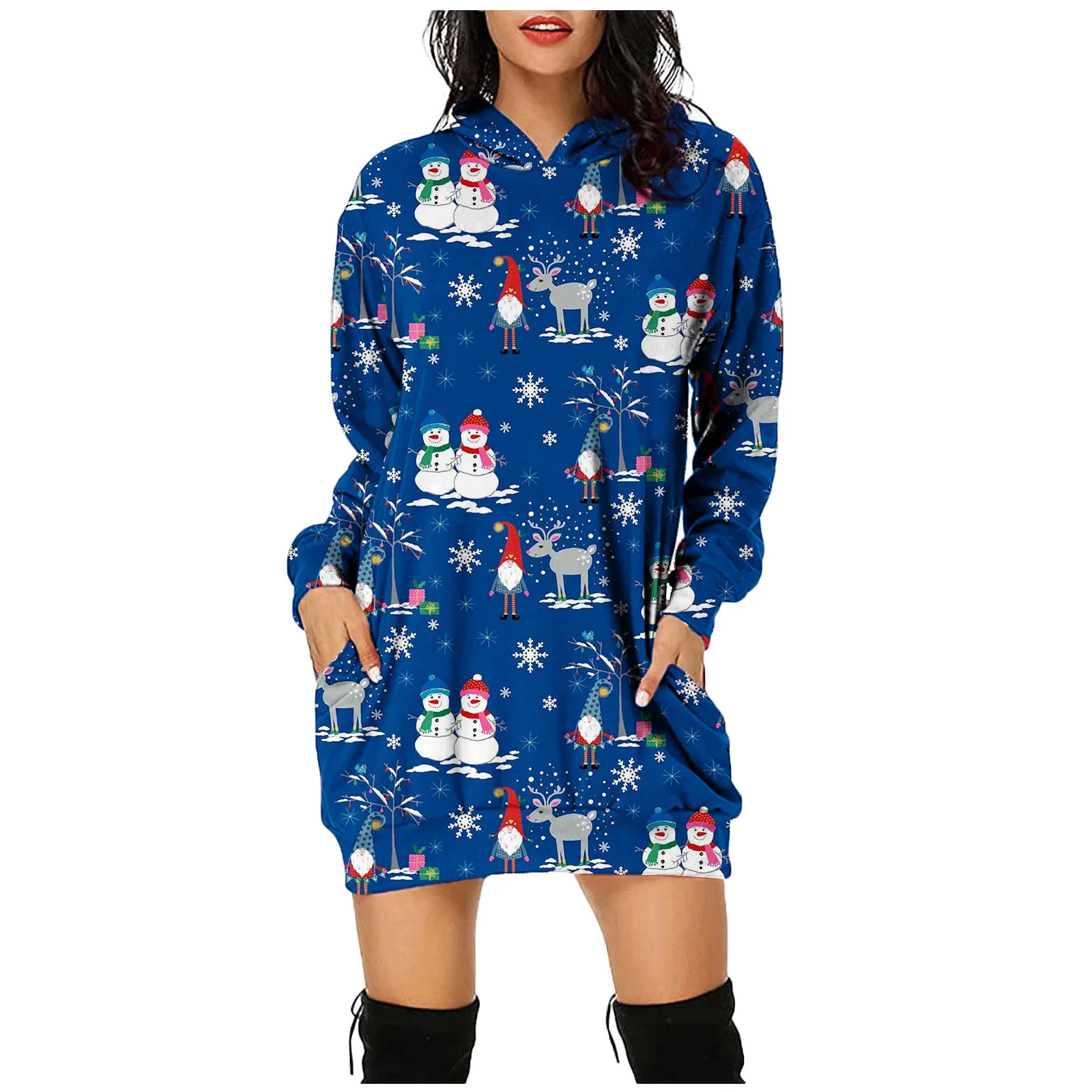 

Женское платье с карманами и капюшоном, повседневное осеннее платье с длинными рукавами и карманами