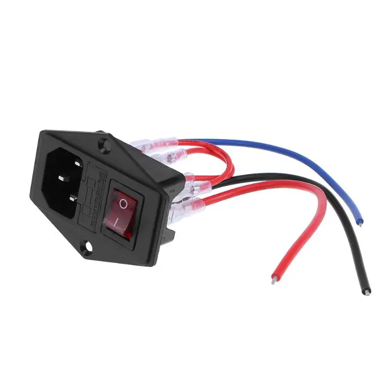 

220V/110V Plastic Power Supply Switch Power Outlet with Socket Fuse for 3D Printer Parts Accessories Black Power Supply Switch