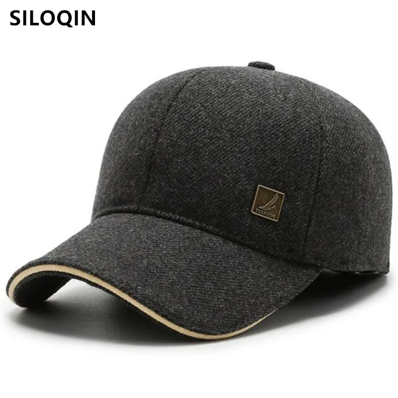 

SILOQIN Winter Men's Thicken Warm Baseball Cap Earmuffs Hat Snapback Cap Adjustable Size Casual Sports Caps Bone Dad Winter Hats