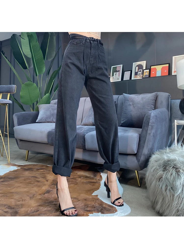 

Black Mom Jeans Denim Pants Women Loose Jeans High Waist Wide Leg Denim Jeans Pants Femme Trousers