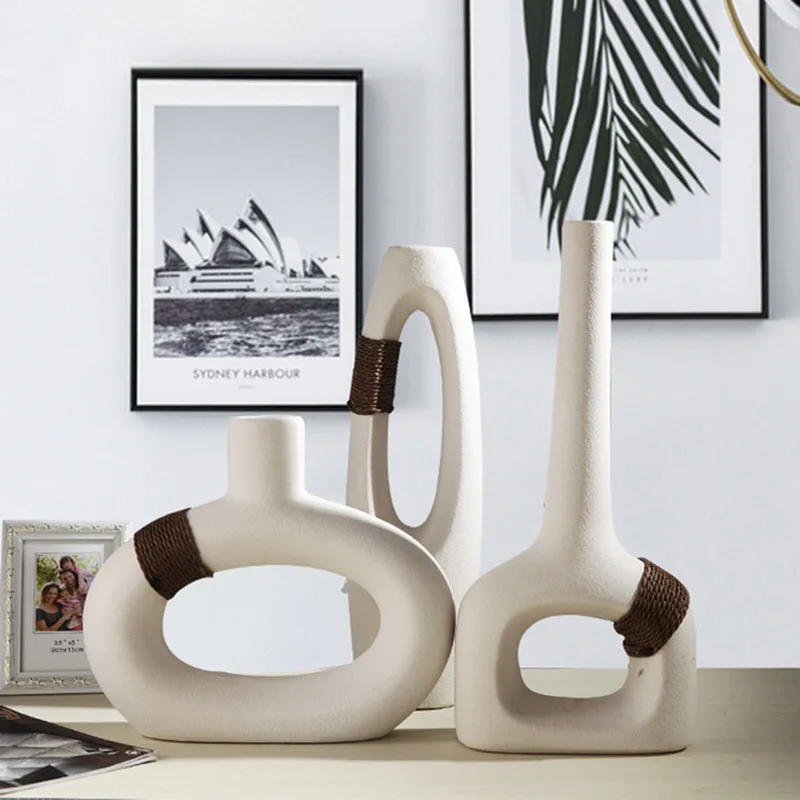 Современная Простота Белый цвет керамическая Цветочная композиция для вазы