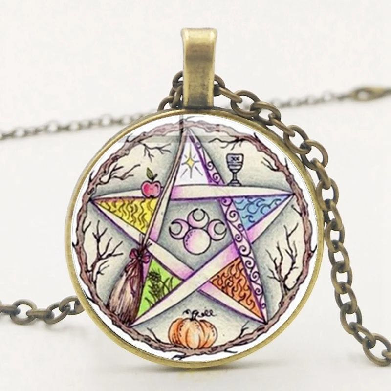 Эффектное новое ожерелье с эзотерической пентаграммой винтажное Wicca звезда
