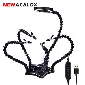 Подставка для пайки NEWACALOX, 3X светодиодный увеличительное стекло с подсветкой, 5 шт., гибкие рычаги, держатель печатной платы, паяльная станция