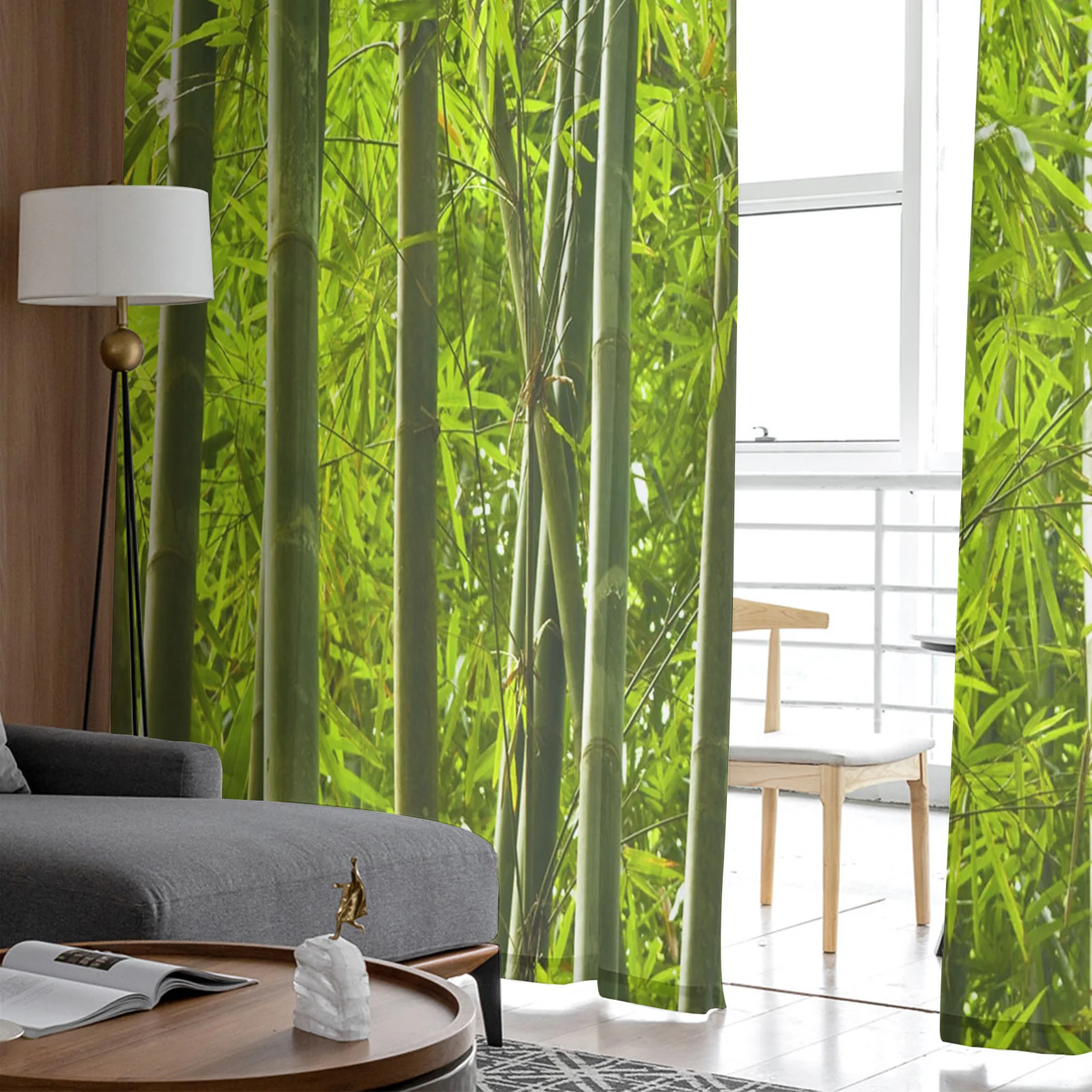 Тюлевые занавески в виде зеленого бамбукового леса для спальни современные из