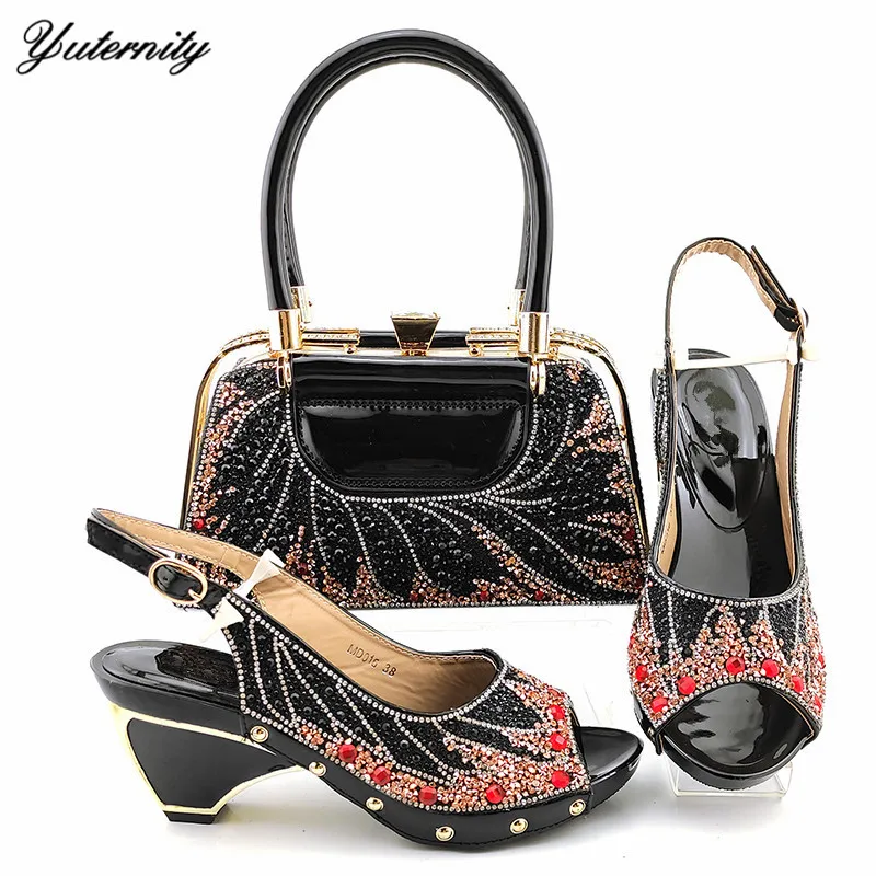 2021 нигерийская Свадебная обувь и сумка в комплекте Комплект африканском стиле