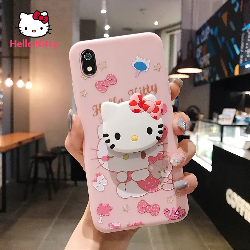 Чехол Hello Kitty для Redmi 7/8/7a/8a из жидкого силикона оригинальный креативный чехол