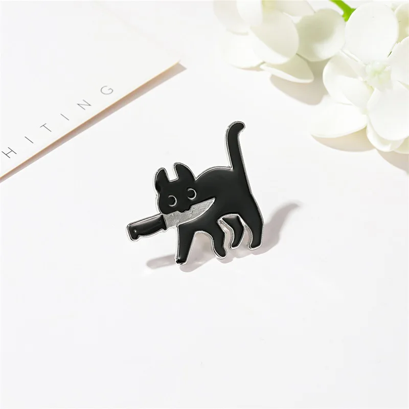 

Cartoon Creative Black Cat Modeling Pop-Enamel Pin Lapel Badges Brooch Funny Fashion Jewelry
