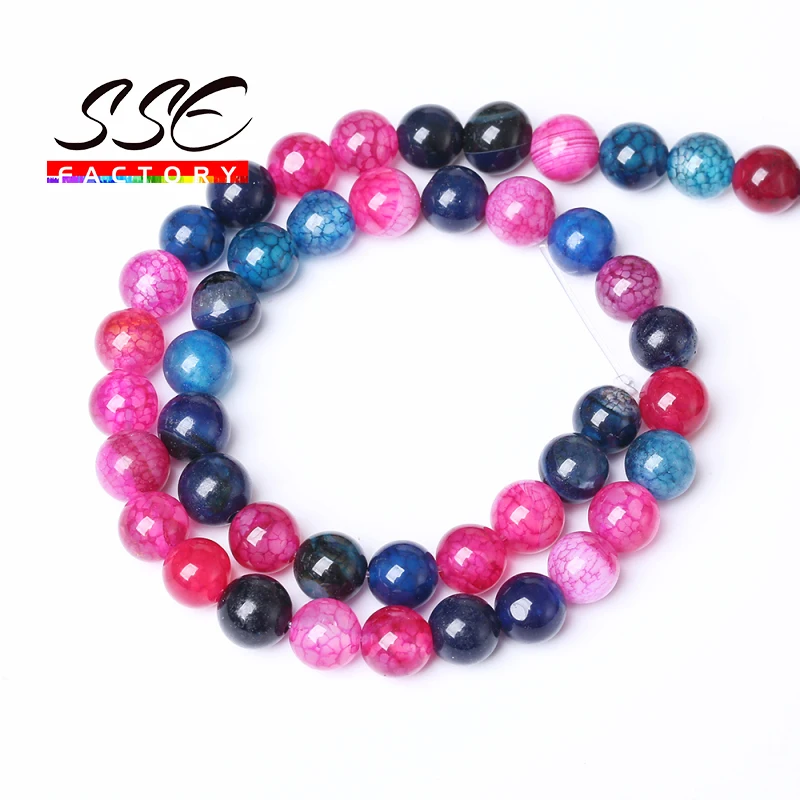

Natural Blue Red Dragon Veins Agates Beads Natural Stone Round Loose Beads 6 8 10 12MM For Jewelry Making DIY Bracelet 15'' A101
