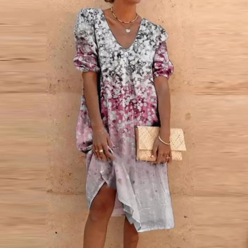 

2021 лето новый стиль печатных свитер с v-образным вырезом с длинным рукавом, модная, свободная, с принтом Банкетный длинные юбки для дам Повсе...