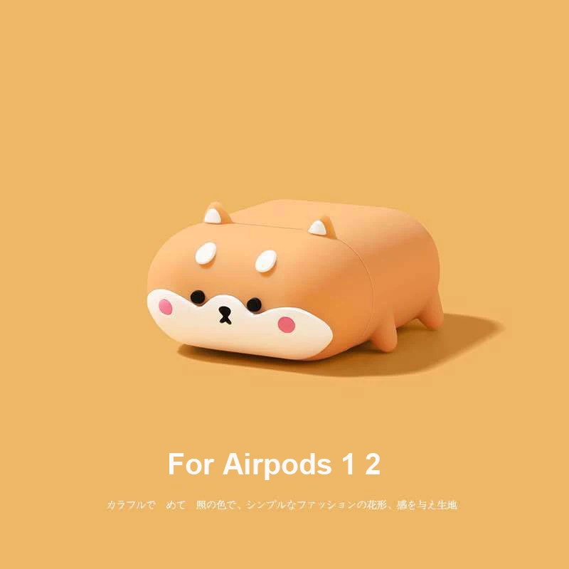 3D милый чехол с корги для Apple Airpods 1 2 наушников силиконовый Bluetooth беспроводной