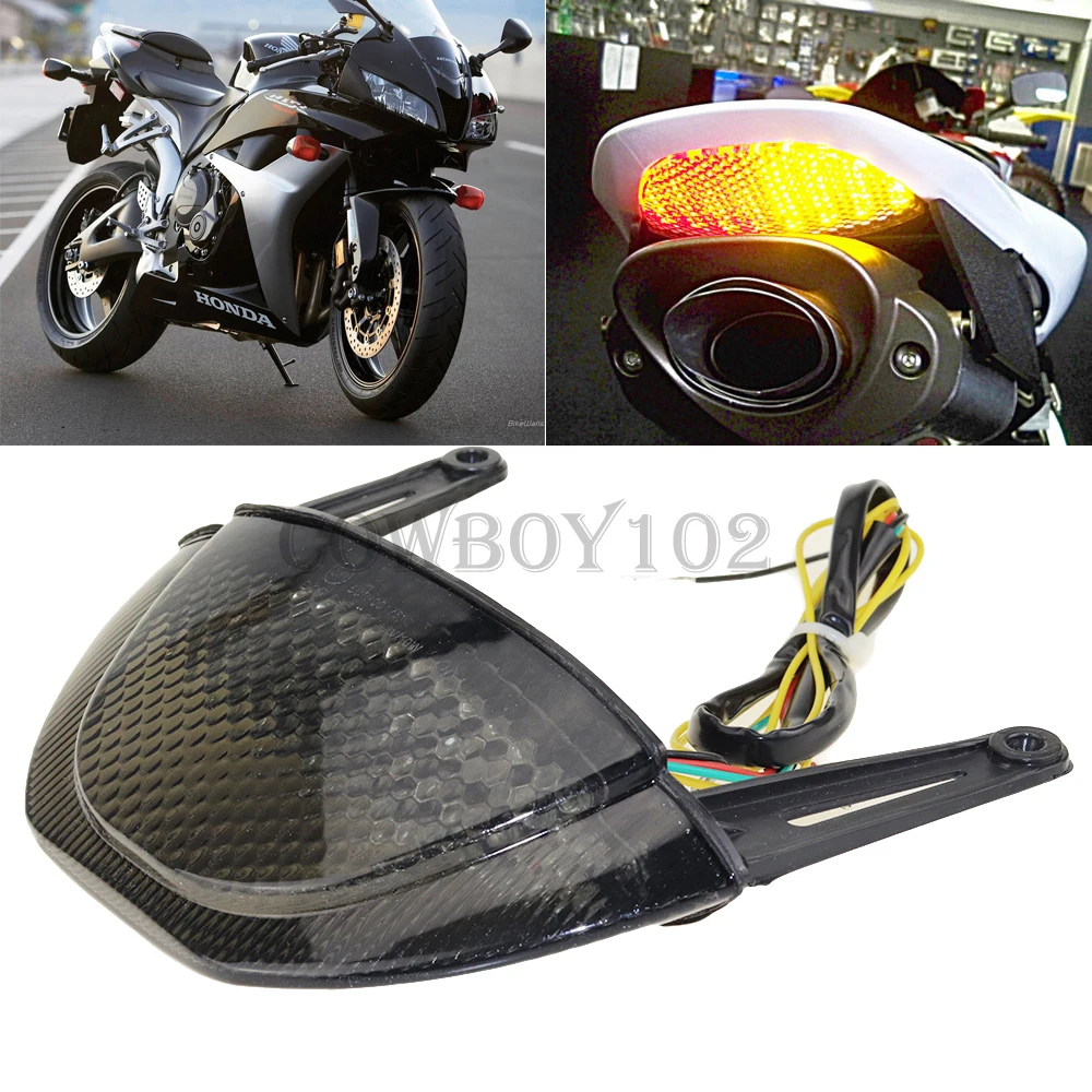 Smoke Lens Для Honda CBR600RR CBR 600 RR 2007 2008 2009 2010 2011 2012 Дым Прозрачный задний фонарь стоп-сигнал встроенные Сигналы поворота светодиодный свет - Цвет: Smoke Lens