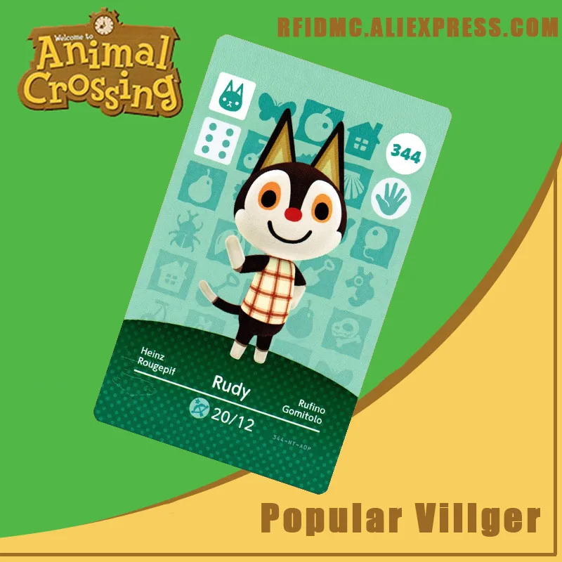 344 Rudy Animal Crossing Card Amiibo для New Horizons|Карты контроля доступа| |