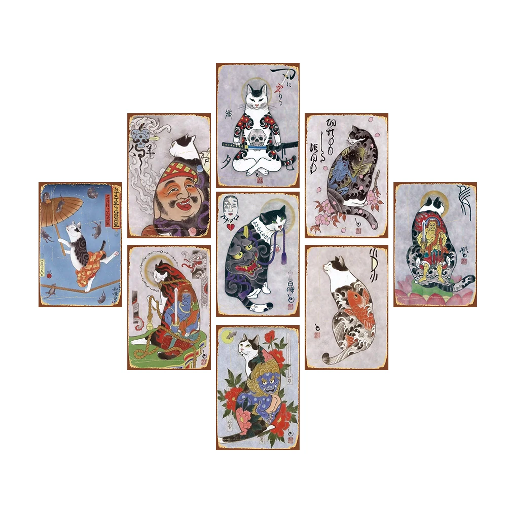 

Mora color personalization iron ink and wash painting room decorate adornment art surreal Japan, cat の tattoo KTV bar